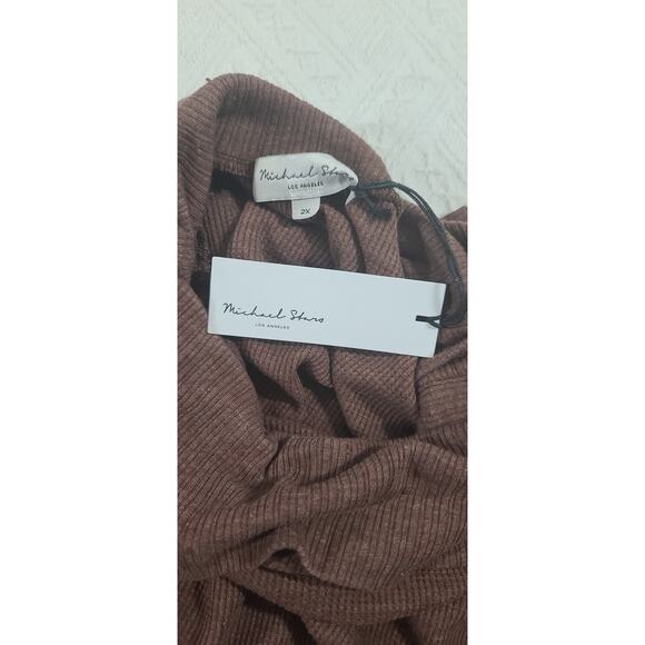 Michael Stars Bibi cowl neck top waffle knit chestnut brown Size 2X Fall Office - Picture 11 of 12